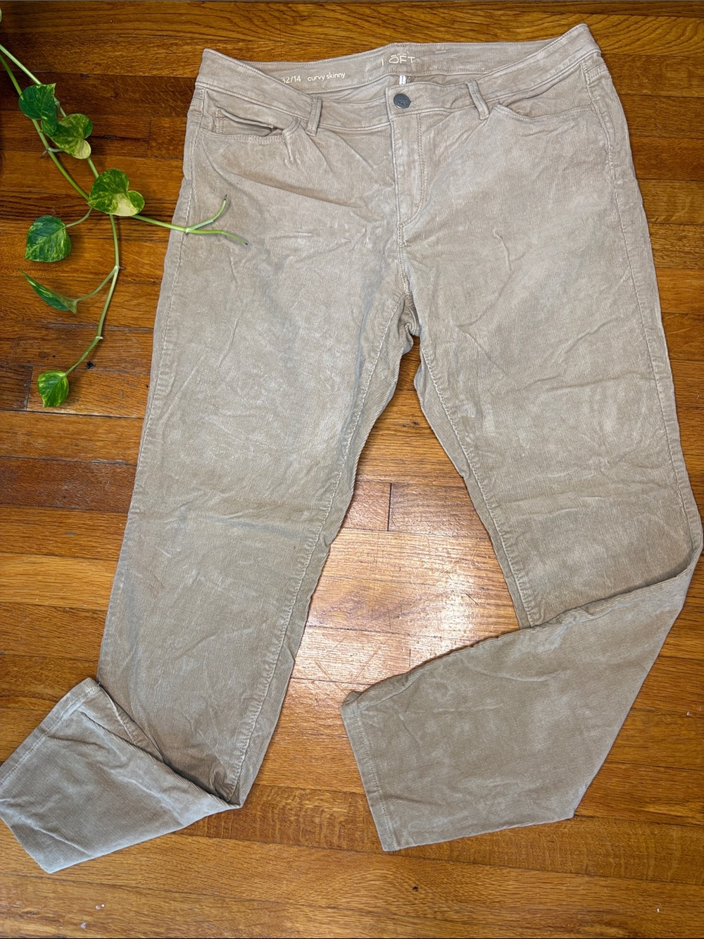 LOFT Slim Straight Corduroy Jeans in Taupe